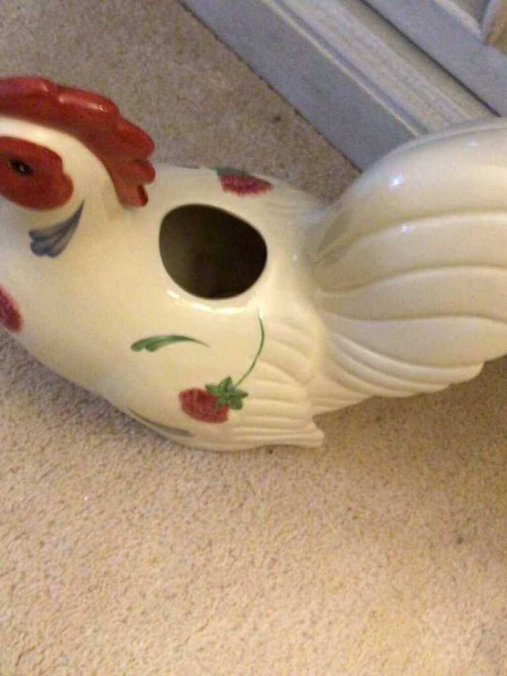 Ceramic Rooster Watering Can “Poppies on Blue” Lenox - Picture 3 of 3